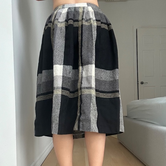 PLAID WOOL MIDI SKIRT - Picture 3 of 6